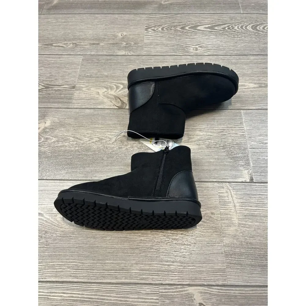 Cat & Jack Girls' Honor Faux Suede Style Boots Black Size 1 NWT